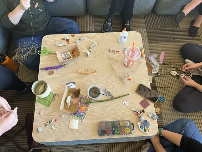 table with found objects